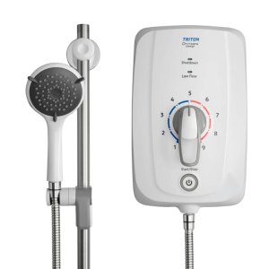 Triton Omnicare Design Thermostatic Electric Shower With Grab Riser Rail and Digital Waste 9.5kW - W (TEOMNDDG91) - main image 3