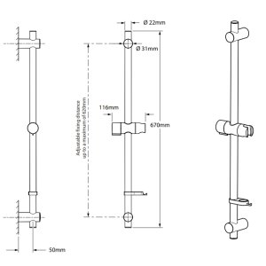 Triton Pro-Fit Shower Riser Rail - Chrome (TSKPROFITCH) - main image 3