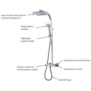 Triton Tees Dual Bar Mixer Shower With Diverter - Chrome (UNTEBMDIV) - main image 3