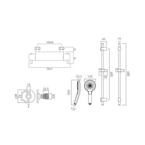 Vado Celsius Exposed Thermostatic Shower Set - Chrome (CEL-1701-1/2-ORA-CP) - main image 3