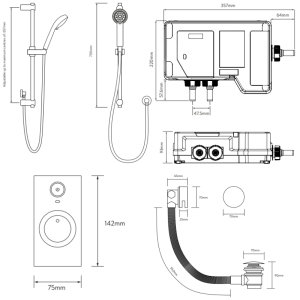 Aqualisa Visage Q Smart Shower Concealed with Adj Head and Bath Fill - HP/Combi (VSQ.A1.BV.DVBTX.23) - main image 3