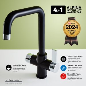 Westco Clever Alpina Instant 4-in-1 Digital Boiling Water Tap - Black/Chrome (922222UK) - main image 3