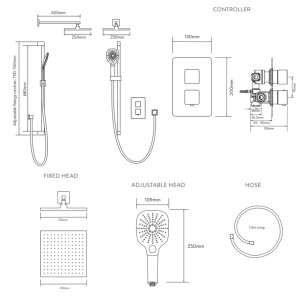 Aqualisa Dream Square Thermostatic Mixer Shower with Adjustable and Wall Fixed Heads - Chrome (DRMDCV2.ADFW.SQR) - main image 4