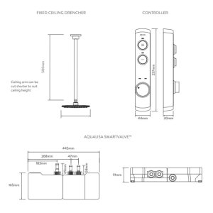 Aqualisa iSystem concealed digital shower with ceiling fixed shower head - gravity pumped (ISD.A2.BFC.21) - main image 4