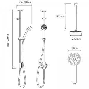 Aqualisa Quartz exposed shower with adjustable & fixed ceiling heads - HP/Combi (QZD.A1.EV.DVFC.18) - main image 4