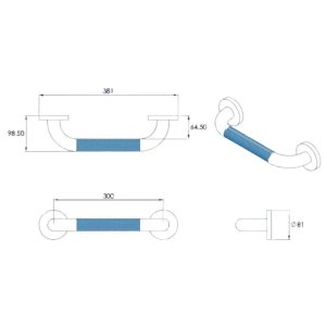 Croydex 300mm Stainless Steel Straight Grab Bar with Ant-Slip Grip - Chrome (AP500541) - main image 4