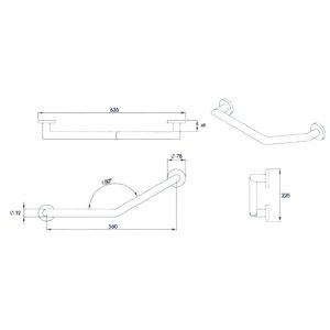 Croydex 600mm Modern Stainless Steel Angled Grab Bar - Chrome (AP506405) - main image 4