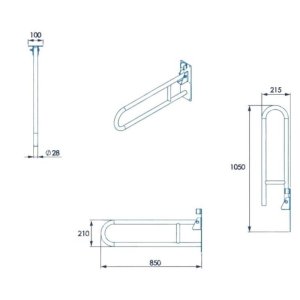 Croydex 850mm Fold Away Hand Rail - Steel (AP502841) - main image 4