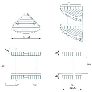 Croydex Large Two Tier Corner Basket - Matte Black (QM772821) - main image 4