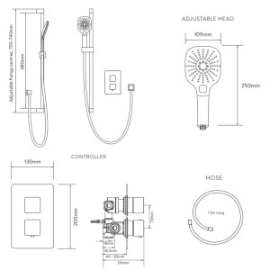 Aqualisa Dream Square Thermostatic Mixer Shower with Adjustable Head - Chrome (DRMDCV1.AD.SQR) - main image 4