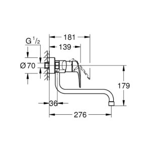 Grohe Eurosmart Wall Mounted Single Lever Sink Mixer - Chrome (32224003) - main image 4