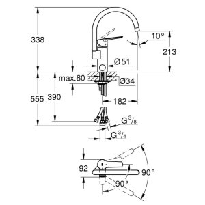 Grohe Quickfix Start Single Lever Sink Mixer Tap - Matt Black (304952431) - main image 4