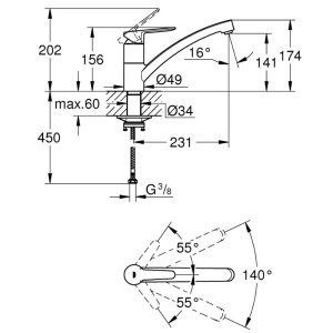 Grohe StartGo Single Lever Sink Mixer Tap - Chrome (31685000) - main image 4