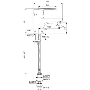 Ideal Standard Calista mini basin mixer no waste (BC340AA) - main image 4