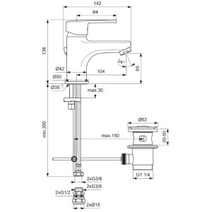 Ideal Standard Calista single lever basin mixer with pop-up waste (B1148AA) - main image 4