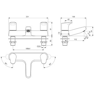 Ideal Standard Cerabase dual control bath filler (BD057AA) - main image 4