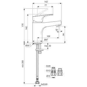 Ideal Standard Cerabase single lever basin mixer (BD053AA) - main image 4
