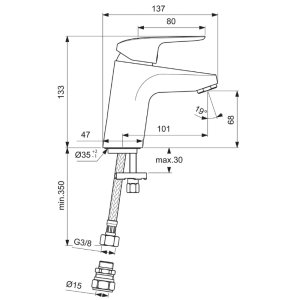Ideal Standard Ceraflex single lever basin mixer no waste (B1812AA) - main image 4