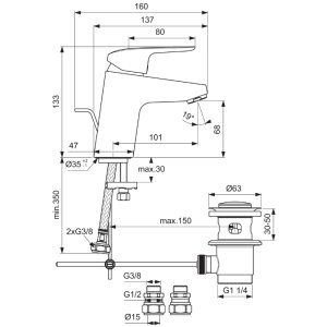 Ideal Standard Ceraflex single lever basin mixer with pop-up waste (B1811AA) - main image 4