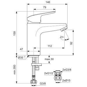 Ideal Standard Ceraflex single lever one hole bath filler (B1959AA) - main image 4