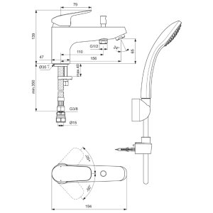 Ideal Standard Ceraflex single lever one hole bath shower mixer (B1960AA) - main image 4