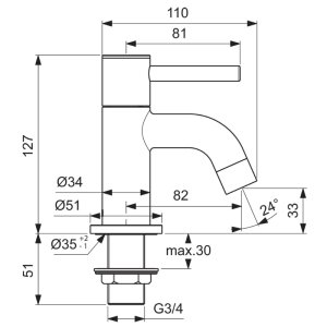 Ideal Standard Ceraline bath pillar taps (BC187AA) - main image 4