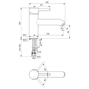 Ideal Standard Ceraline single lever one hole bath filler (BC190AA) - main image 4
