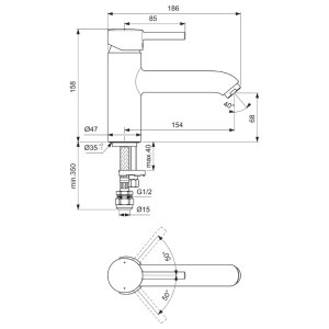 Ideal Standard Ceraline single lever one hole bath filler (BC190AA) - main image 4