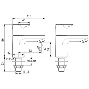 Ideal Standard Ceraplan basin pillar taps (BD247AA) - main image 4