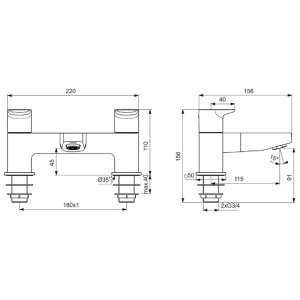 Ideal Standard Ceraplan dual control bath filler (BD264AA) - main image 4
