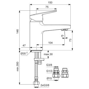 Ideal Standard Ceraplan single lever basin mixer (BD220AA) - main image 4