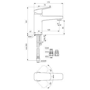 Ideal Standard Ceraplan single lever bath filler (BD266AA) - main image 4