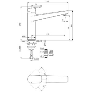 Ideal Standard Ceraplan single lever high cast spout kitchen mixer (BD328AA) - main image 4