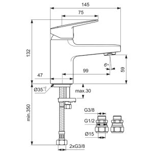 Ideal Standard Ceraplan single lever mini basin mixer (BD208AA) - main image 4