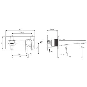 Ideal Standard Ceraplan single lever wall mounted basin mixer (BD244AA) - main image 4