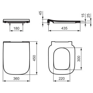 Ideal Standard i.life A toilet seat and cover, slim, slow close (T481301) - main image 4