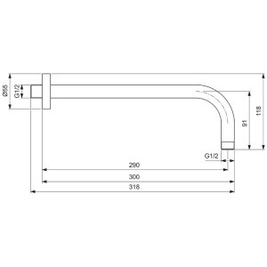 Ideal Standard Idealrain L1 wall arm 300mm chrome (B9444AA) - main image 4