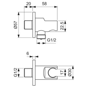 Ideal Standard Idealrain round shower handset elbow bracket (BC807AA) - main image 4