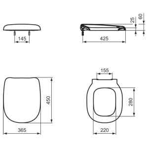 Ideal Standard Jasper Morrison toilet seat and cover - quick release hinges - normal close (E620301) - main image 4