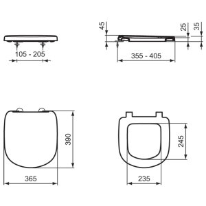 Ideal Standard Tempo seat and cover for short projection bowls - slow close (T679901) - main image 4