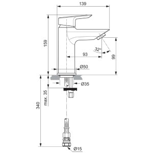 Ideal Standard Tesi single lever basin mixer no waste (A6587AA) - main image 4