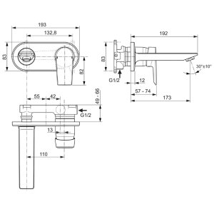 Ideal Standard Tesi single lever built In basin mixer (requires build In Kit A5948NU) (A6578AA) - main image 4