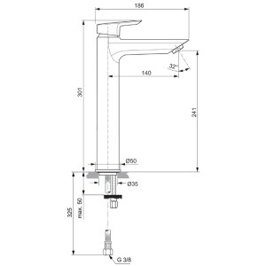 Ideal Standard Tesi single lever vessel basin mixer no waste (A6575AA) - main image 4