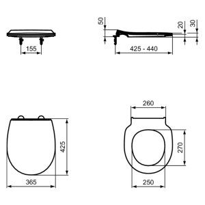 Ideal Standard TIRSO Universal Slim Oval Toilet Seat & Cover - SmartGuard White (E3354HY) - main image 4