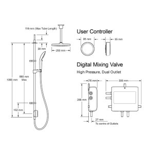 Mira Activate Dual Outlet Ceiling Fed Digital Shower - High Pressure/Combi - Chrome (1.1903.088) - main image 4