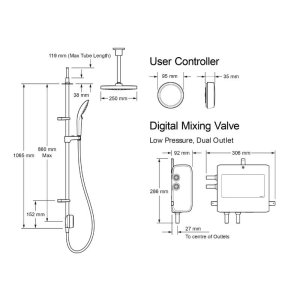 Mira Activate Dual Outlet Ceiling Fed Digital Shower - Pumped - Chrome (1.1903.092) - main image 4