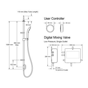 Mira Activate Single Outlet Ceiling Fed Digital Shower - Pumped - Chrome (1.1903.090) - main image 4