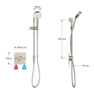 Mira Evoco Dual Outlet Thermostatic Mixer Shower & Bath Fill (With HydroGlo) - Brushed Nickel (1.1967.008) - main image 4