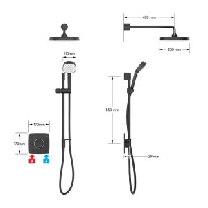 Mira Evoco Dual Outlet Thermostatic Mixer Shower (With HydroGlo) - Matt Black (1.1967.003) - main image 4