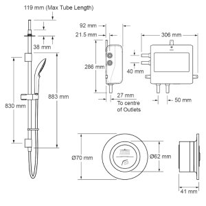 Mira Mode Next Gen Ceiling Fed Digital Shower - Pumped (1.1980.004) - main image 4